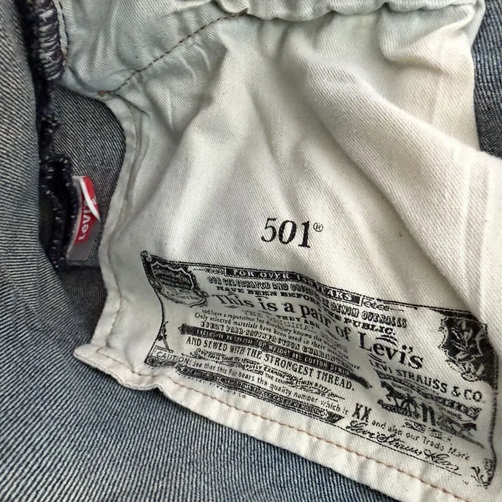 Levis 501 Original Fit Stretch Jeans Mens Blue Denim Button Fly Size 40x30